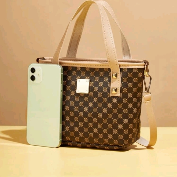 Allover Print studded Decor Satchel Bag - Picture 2 of 5